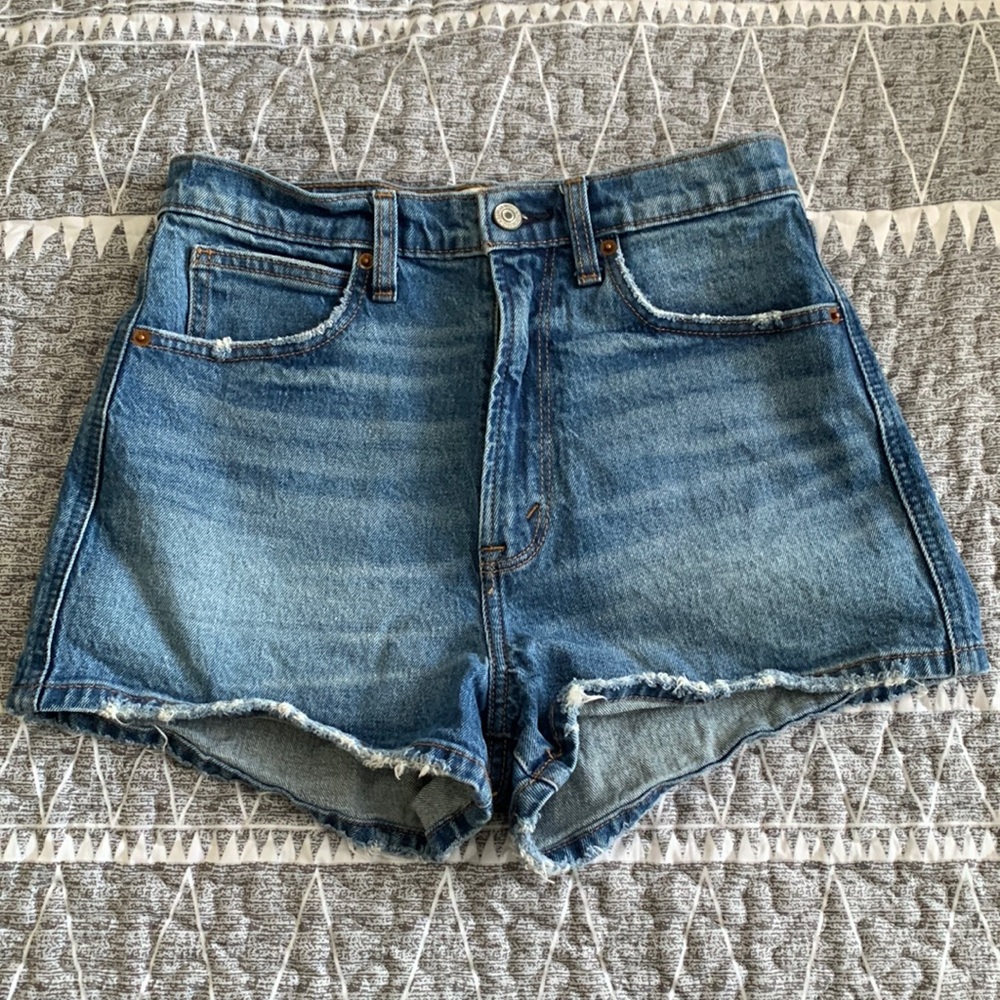 Abercrombie & Fitch Classic High-Rise Blue Denim Jean Shorts